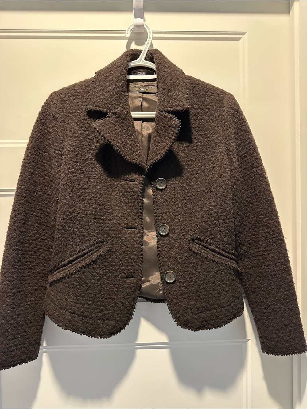 Women’s Brown Bouclé Blazer - Tailored Button-Front Jacket